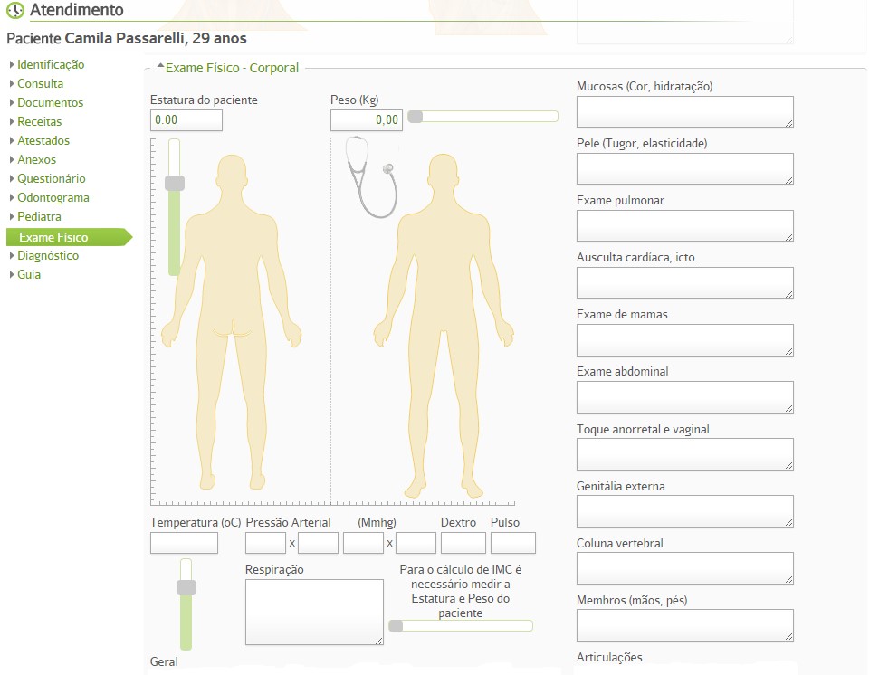 atendimento prontuario corpo humano clínica online