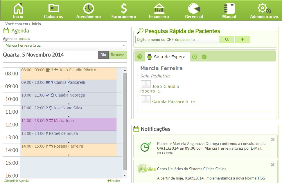 dashboard clínica online